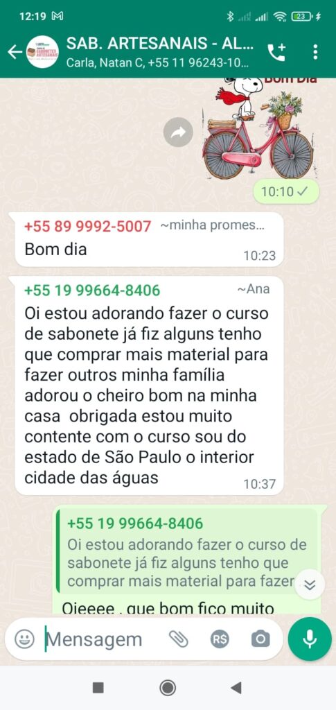 depoimentos do curso de sabonete artesanal jovem empreendedor