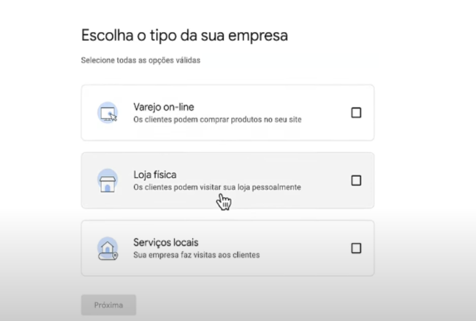 Criar conta no Google Meu Negócio