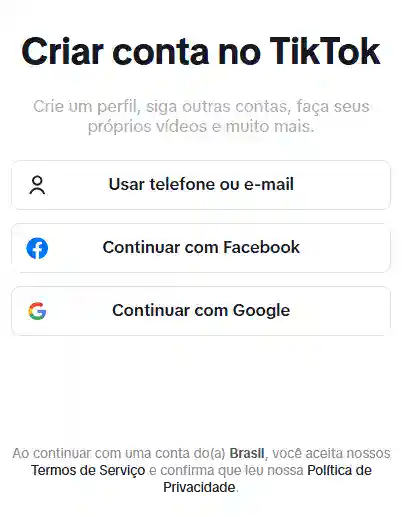 Como criar conta no TikTok